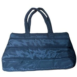 Pink Lily Black Large Puffy Overnighter Tote